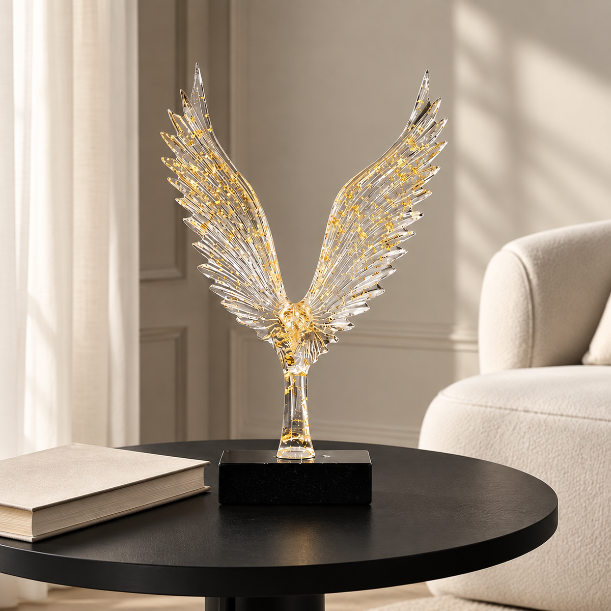 Swooping Eagle Sculpture Large - Speckled Gold