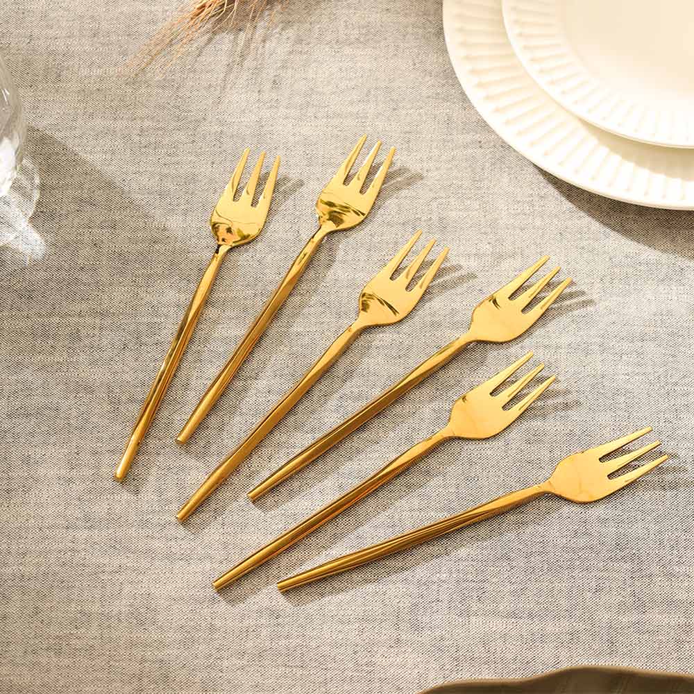 Anise Dessert Forks, Set of 6 - Gold