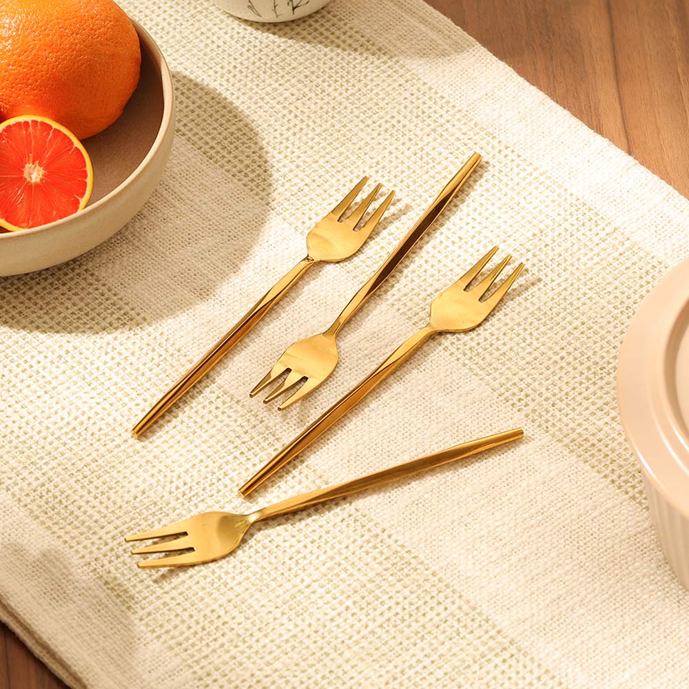 Anise Dessert Forks, Set of 6 - Gold