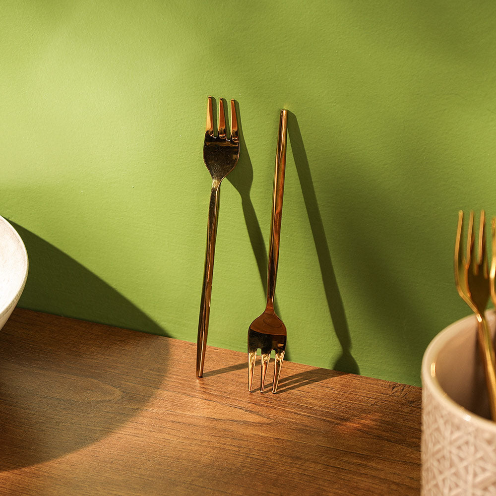 Anise Dessert Forks, Set of 6 - Gold