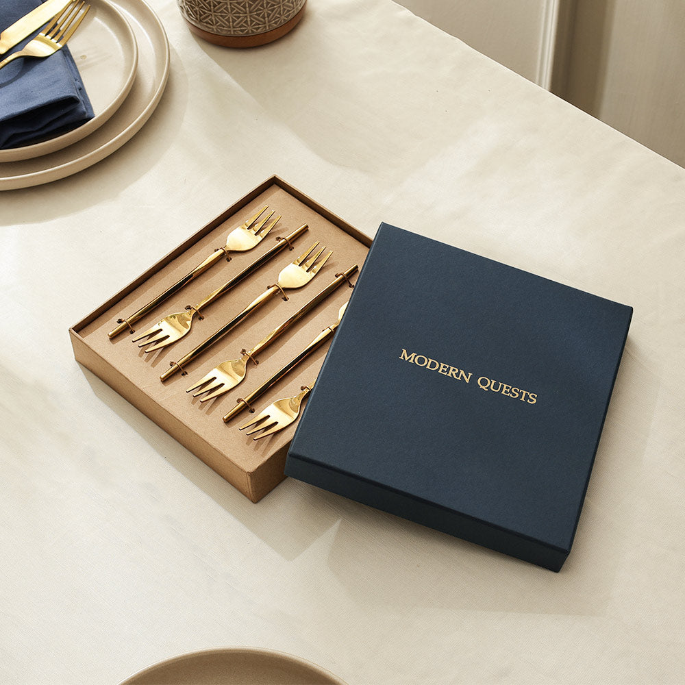 Anise Dessert Forks, Set of 6 - Gold