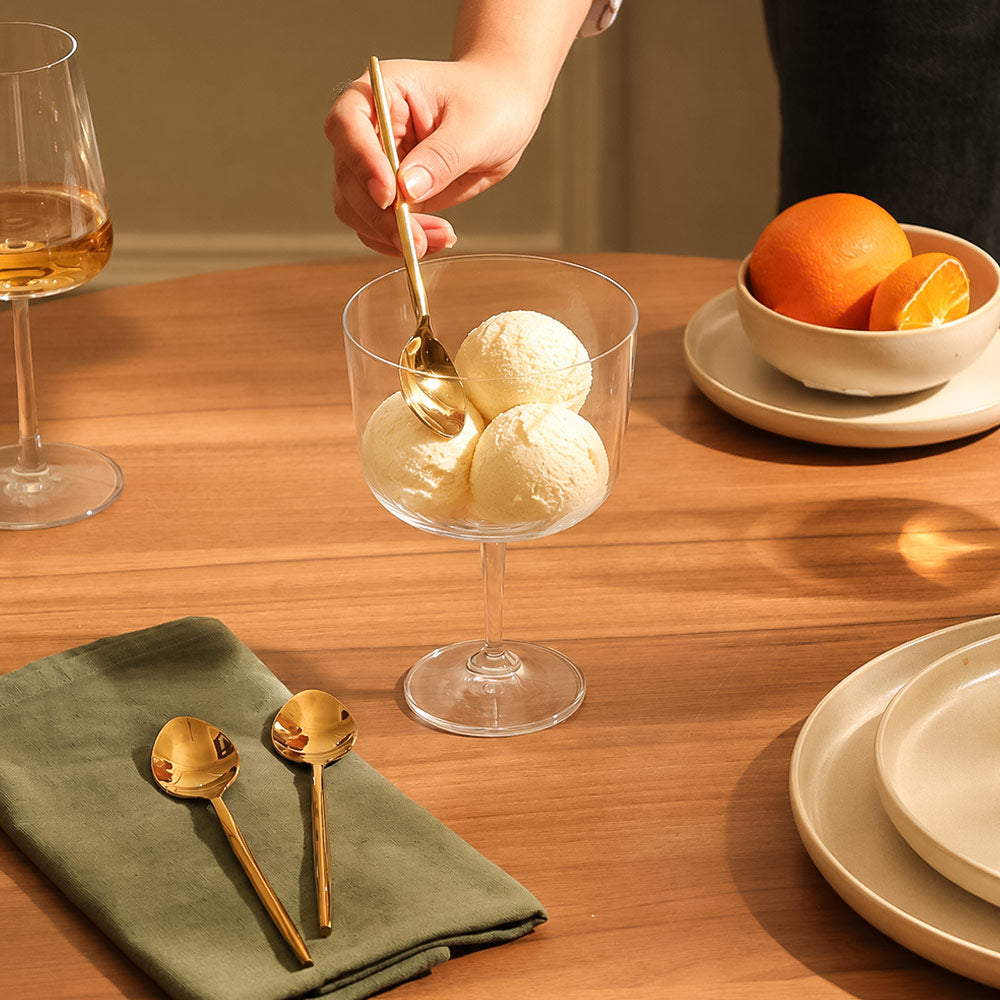 Anise Dessert Spoons, Set of 6 - Gold