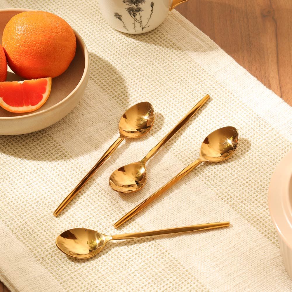 Anise Dessert Spoons, Set of 6 - Gold