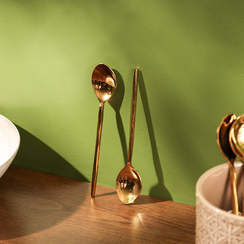 Anise Dessert Spoons, Set of 6 - Gold