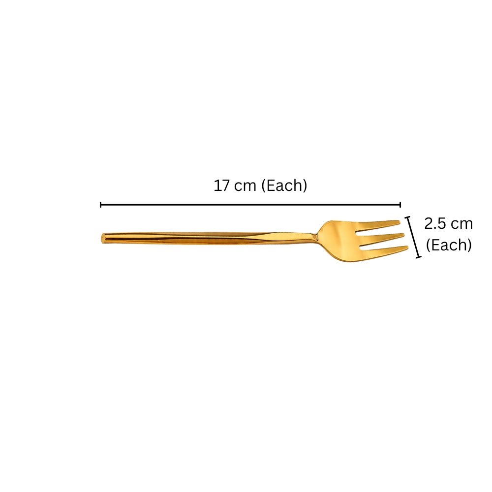 Anise Dessert Forks, Set of 6 - Gold