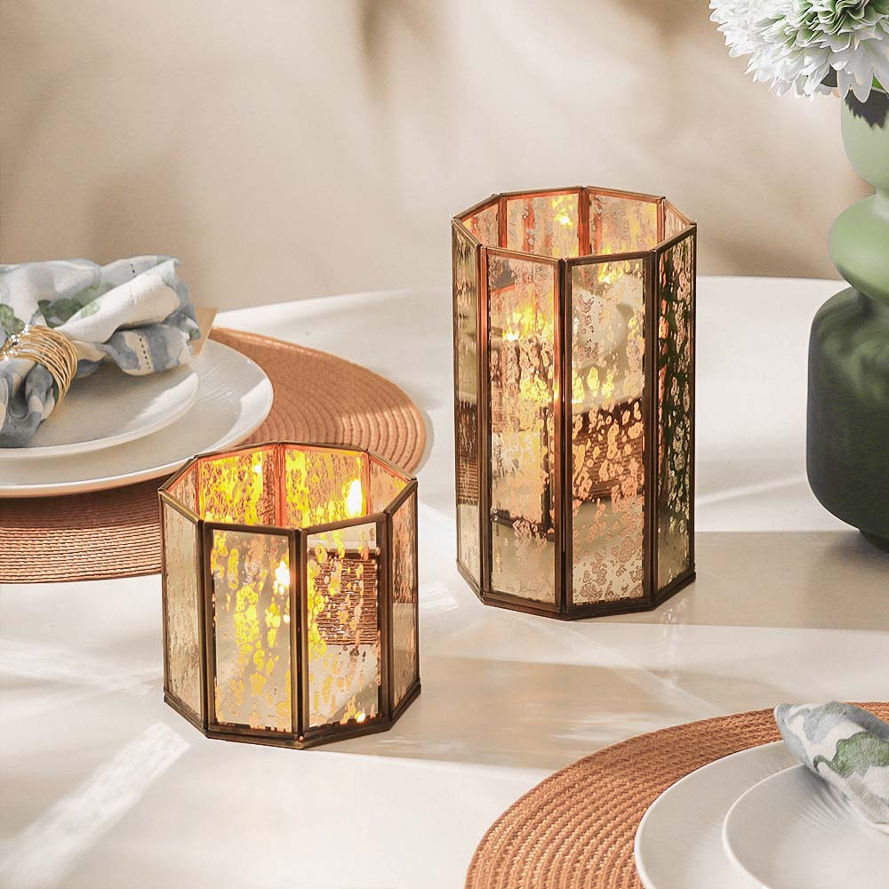 Annette Glass Hurricanes Small, Set of 2 - Tarnished Gold