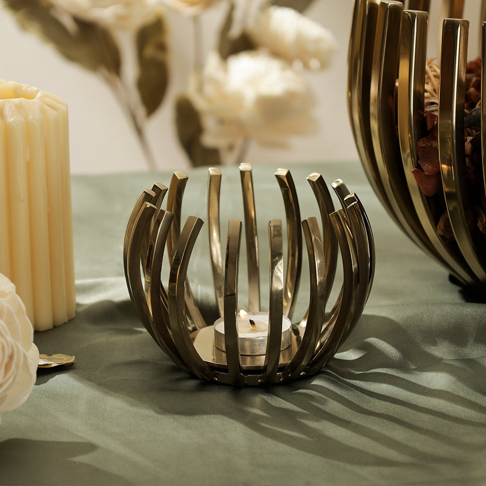 Ansa Tealight Holder - Pale Gold