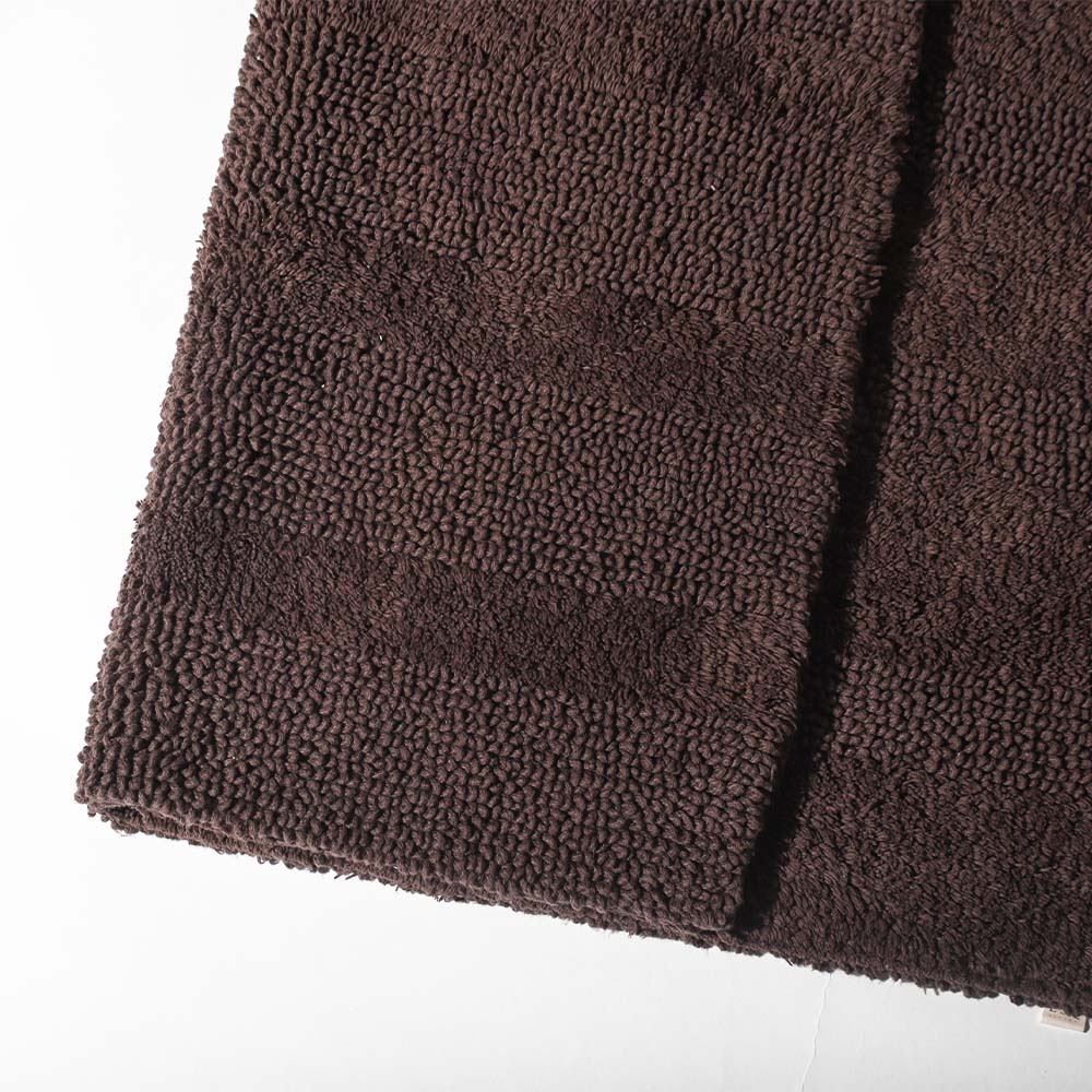 Ansa Striped Reversible Loop-Tufted Bathmat - Brown