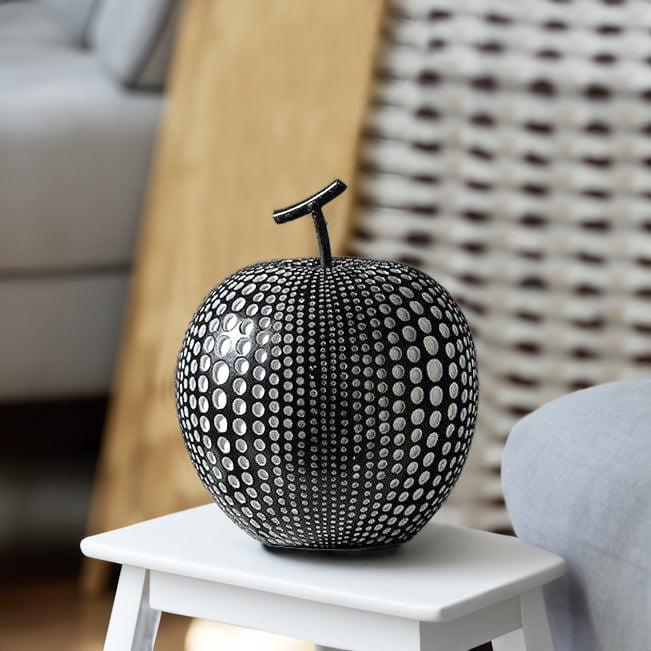 Apple Resin Sculpture - Polka Black