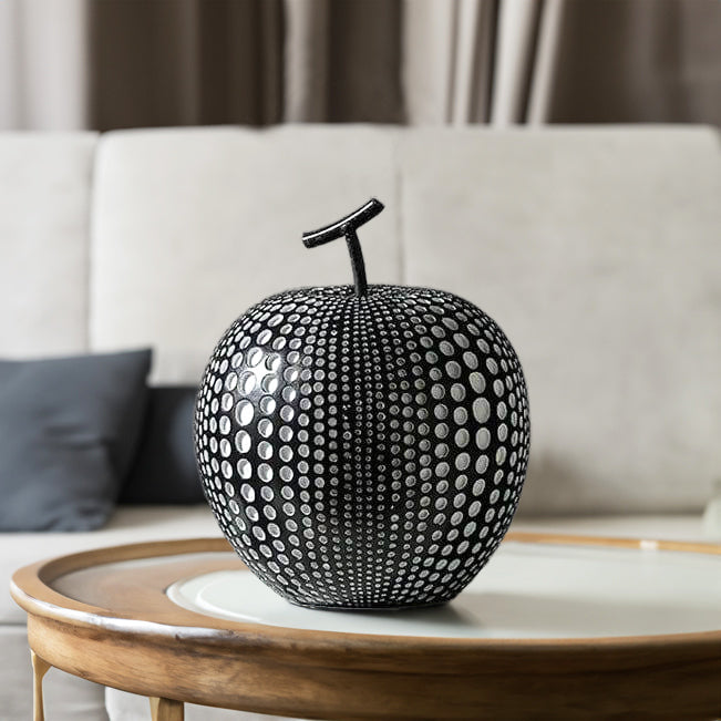 Apple Resin Sculpture - Polka Black