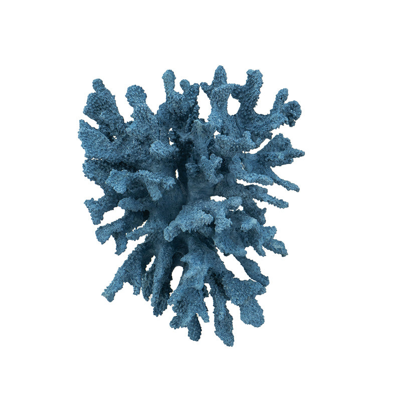 Aqua Coral Decorative Sculpture With Base - Blue