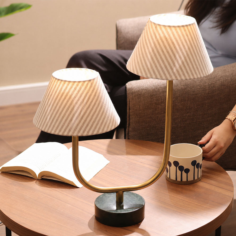 Arla Marble Duo Table Lamp Large - Monochrome