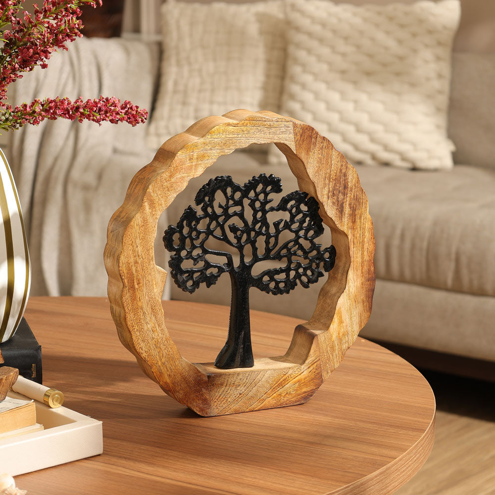 Arbor Wood & Metal Sculpture - Natural Black