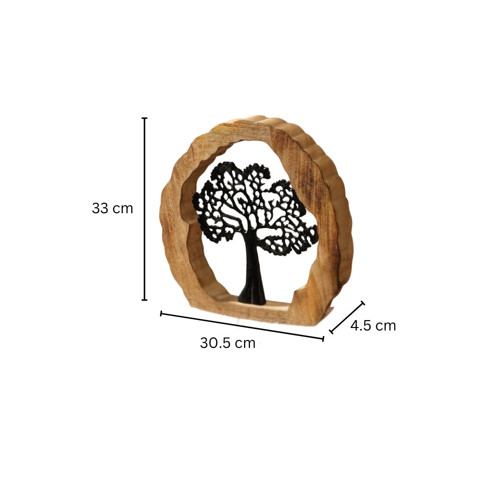 Arbor Wood & Metal Sculpture - Natural Black