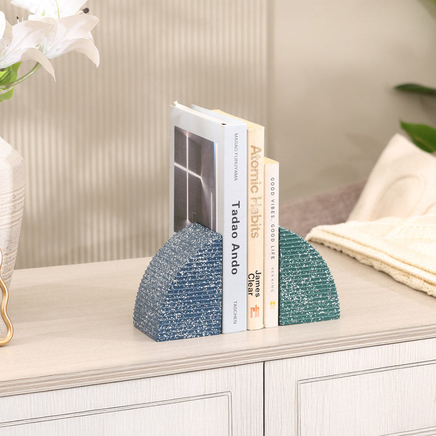 Arc Speckled Bookends, Set of 2 - Blue Green