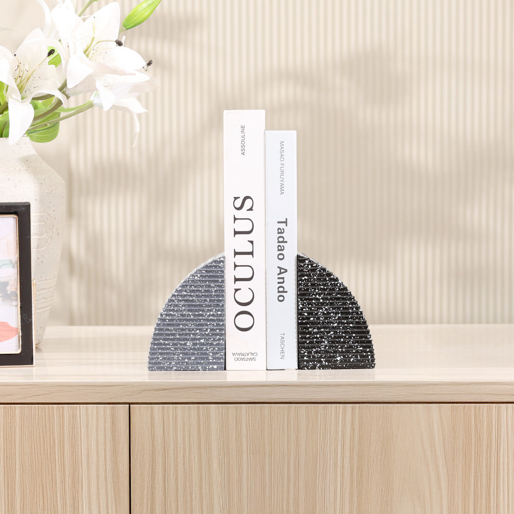 Arc Speckled Bookends Set of 2 - Grey Black