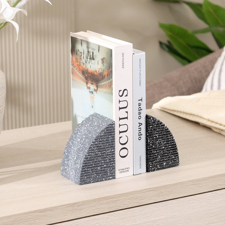 Arc Speckled Bookends Set of 2 - Grey Black