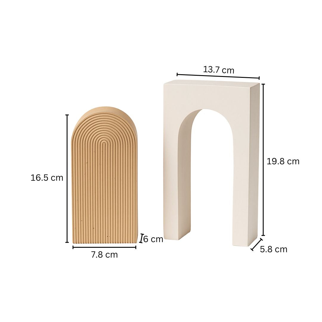 Arched Concrete Bookends, Set of 2 - Greige Taupe