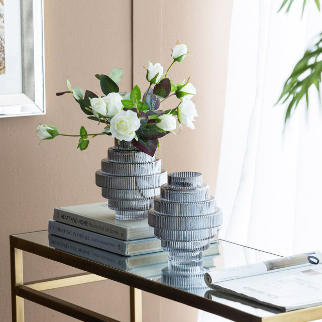 Aria Short Glass Vases, Set of 2 - Smokey Grey