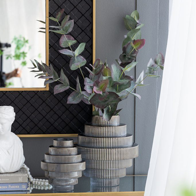 Aria Short Glass Vases, Set of 2 - Smokey Grey