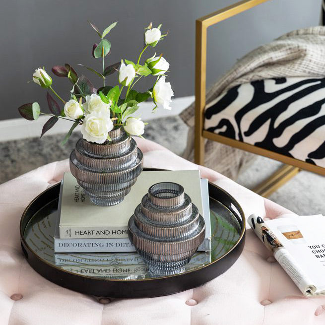 Aria Short Glass Vases, Set of 2 - Smokey Grey