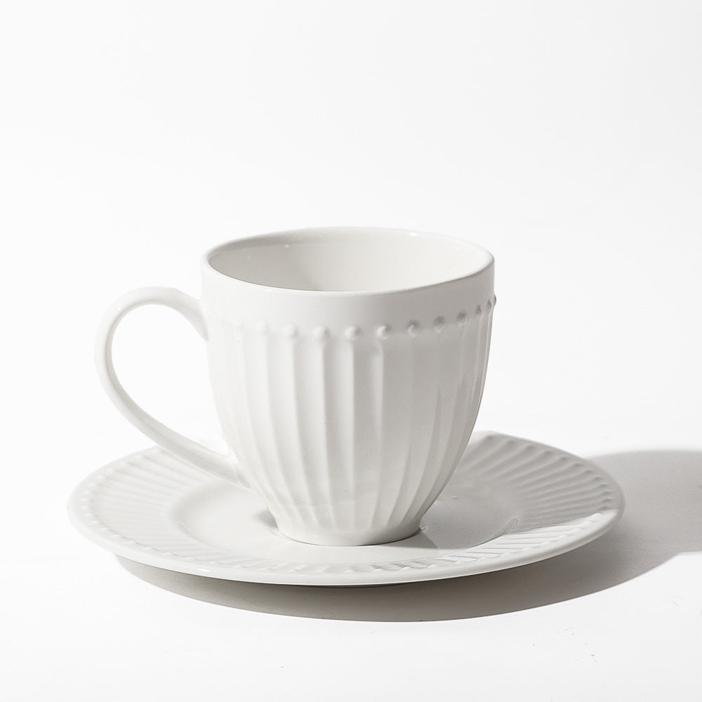 Aria Ceramic Cup and Saucer Set - White