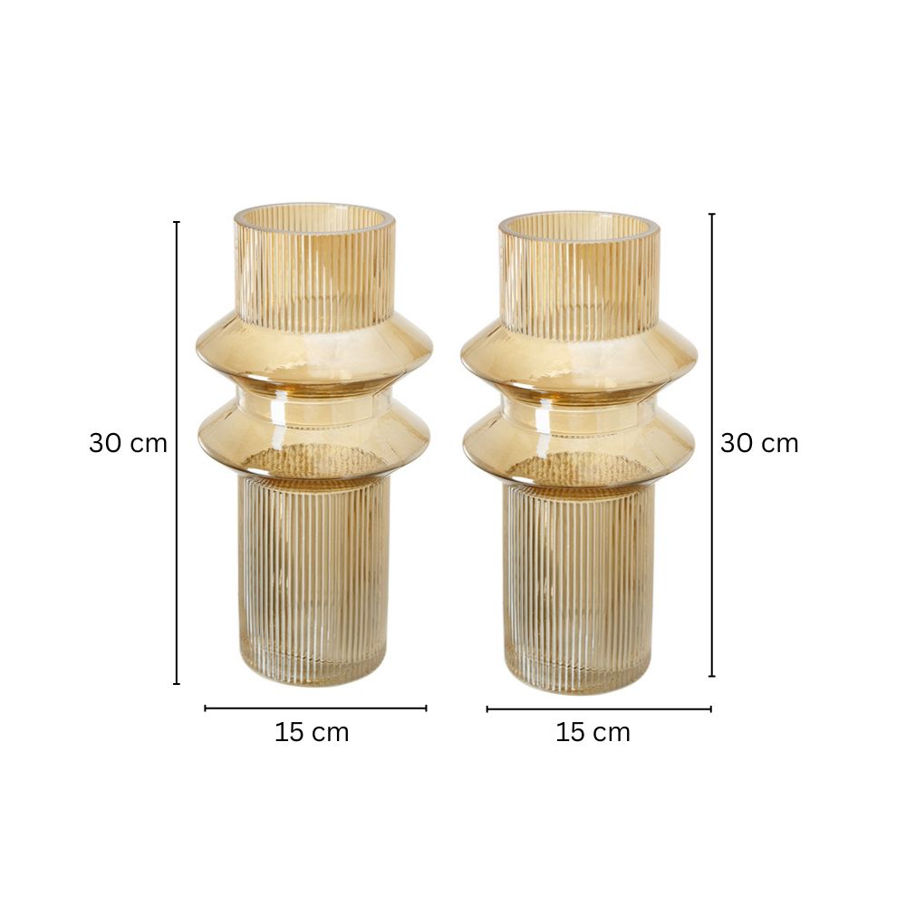 Aria Glass Vases, Set of 2 - Amber