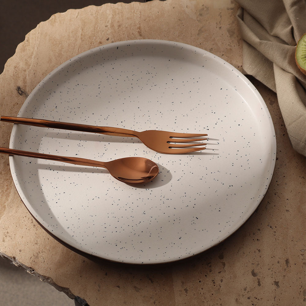 Ariel Gourmet Dinner Plate - Speckled White