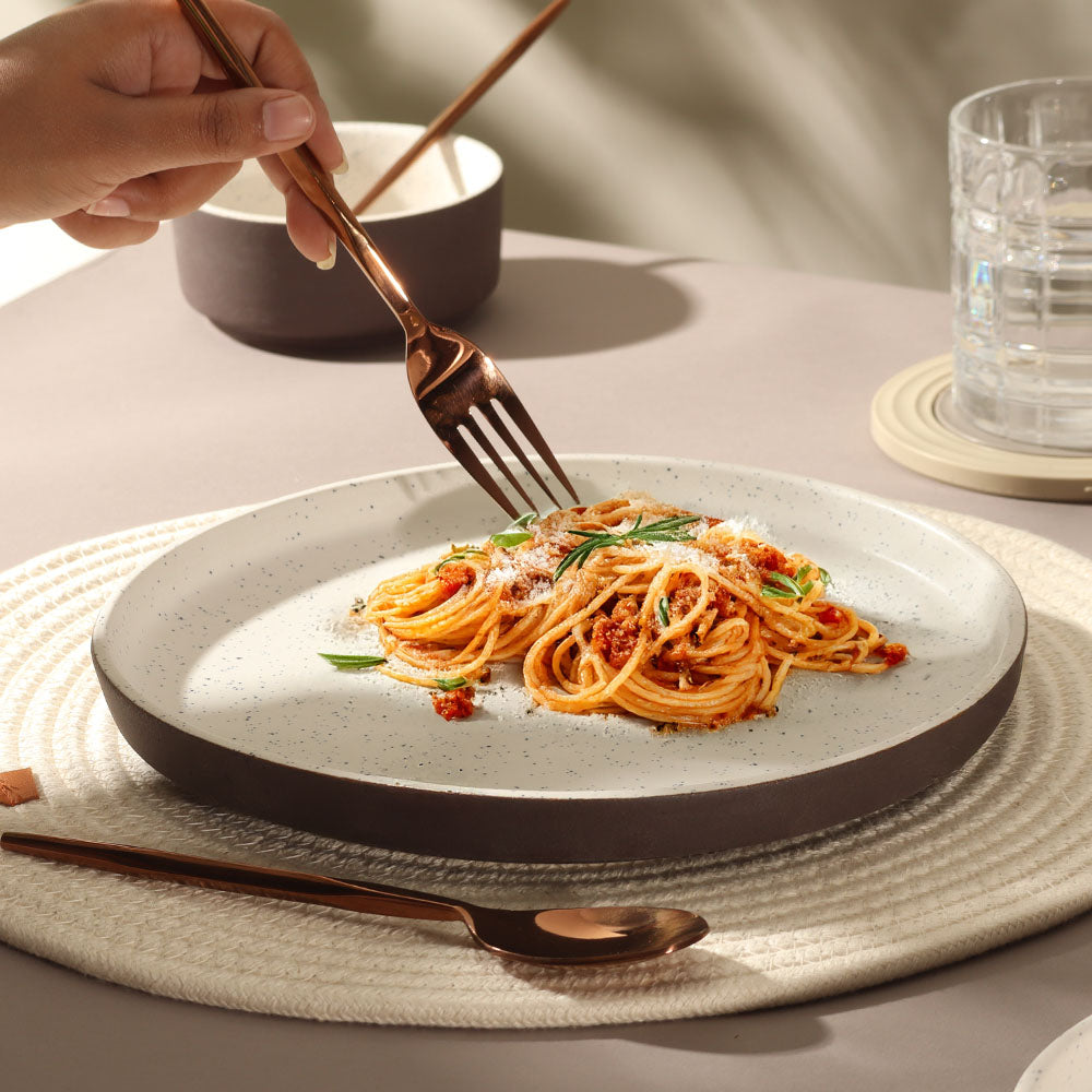 Ariel Gourmet Dinner Plate - Speckled White