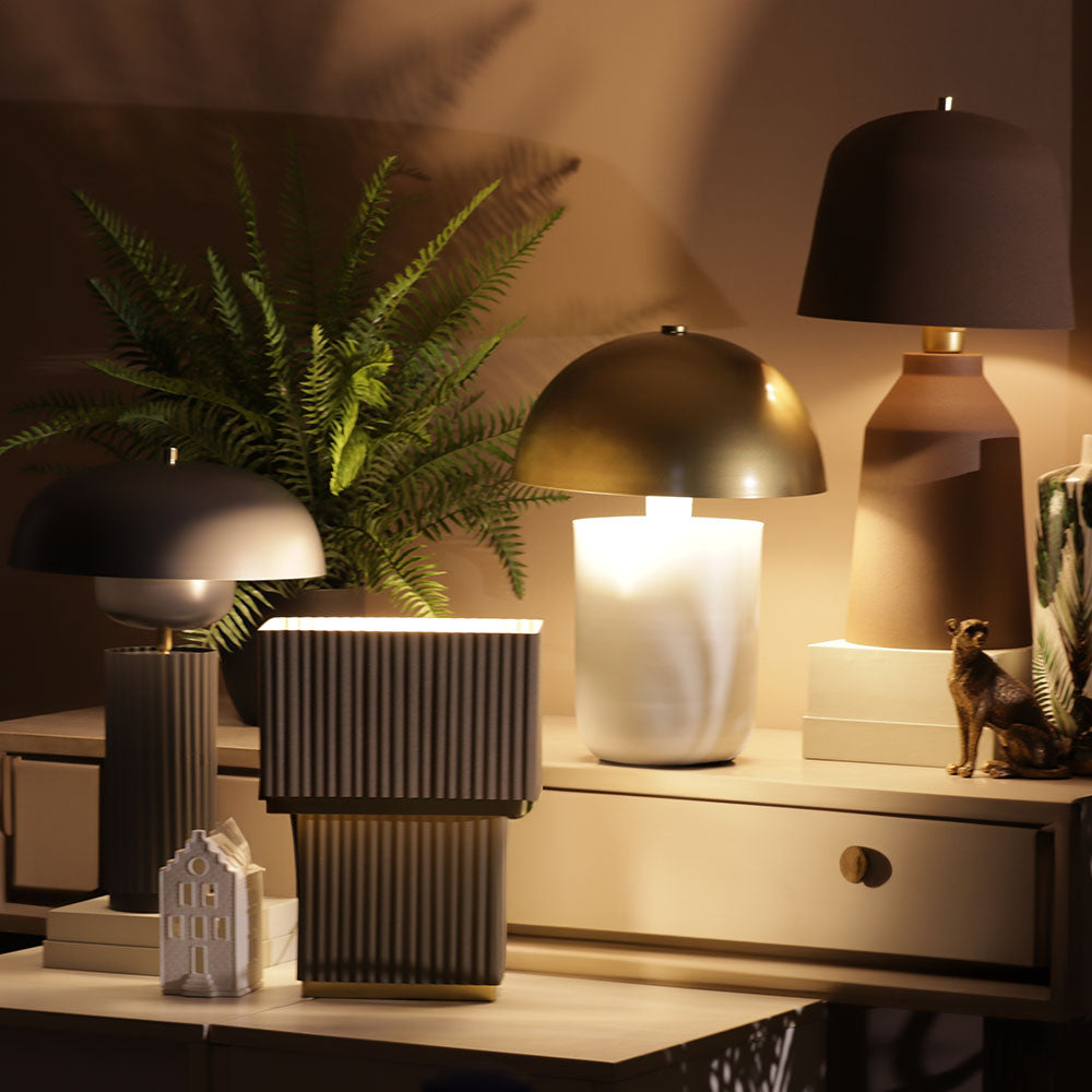 Mundo Cuboid Table Lamp Medium - Taupe Gold