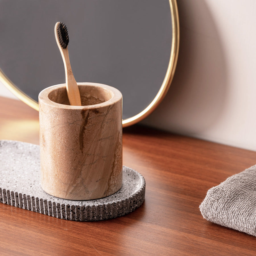 Arizona Marble Toothbrush Tumbler - Beige