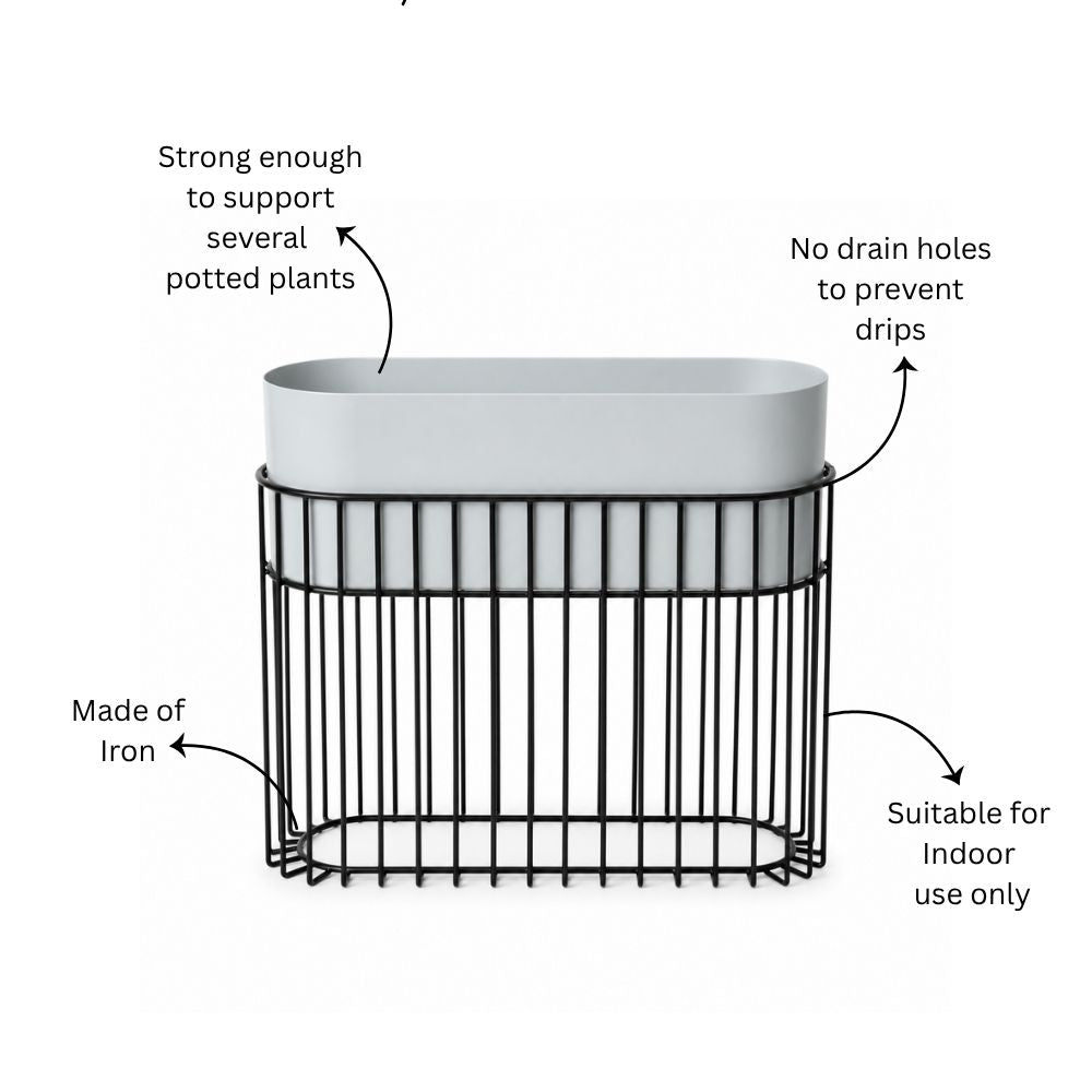 Arlo Indoor Metal Planter with Stand - Matte Grey