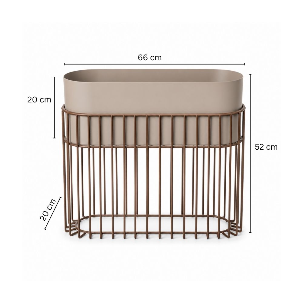 Arlo Indoor Metal Planter with Stand - Matte Taupe
