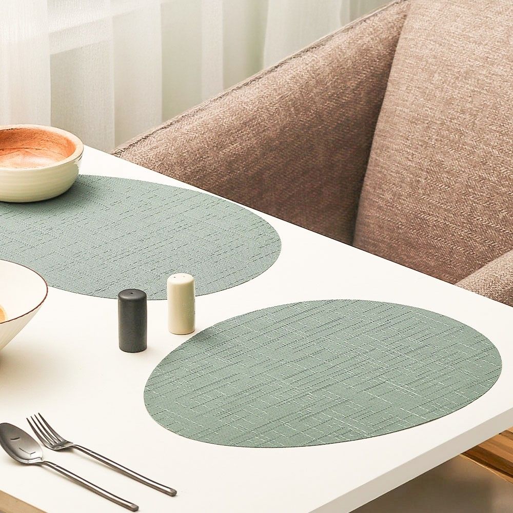 Arrondi Oval Placemats, Set of 2 - Jade