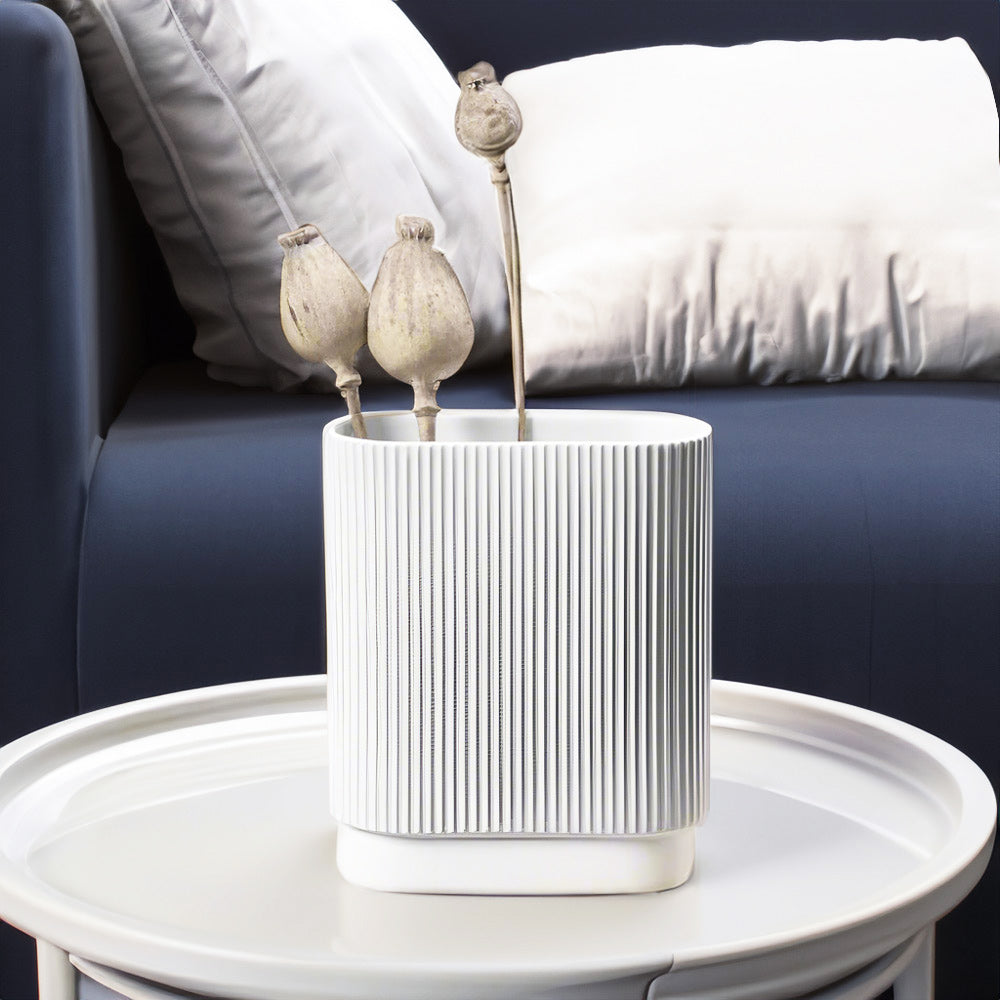 Art Deco Lines Vase Small - White