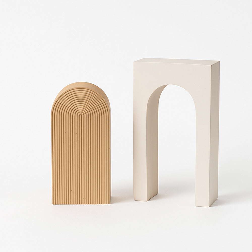 Arched Concrete Bookends, Set of 2 - Greige Taupe