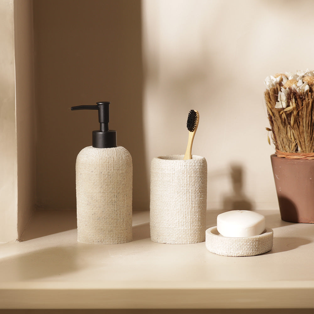Textured 3-piece Bathroom Set - Beige