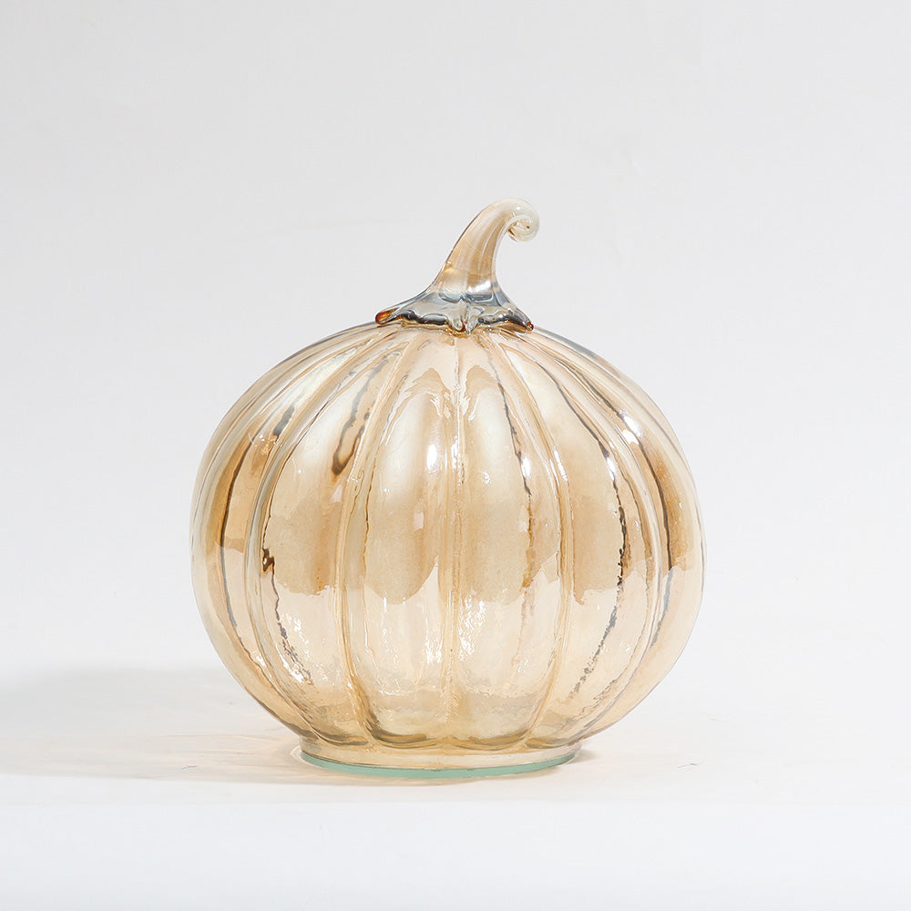 Pumpkin Glass Decorative Accent - Honey Gold