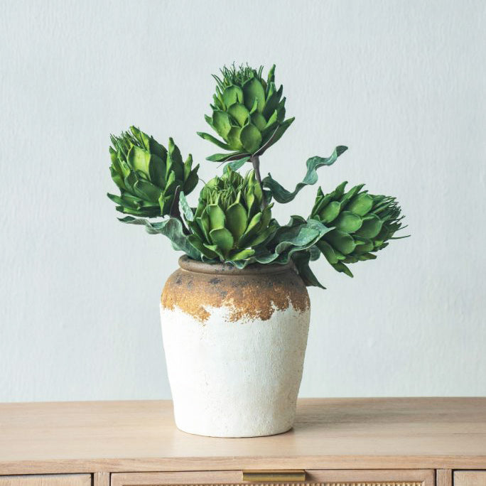 Artichoke Buds Faux Stem - Forest Green