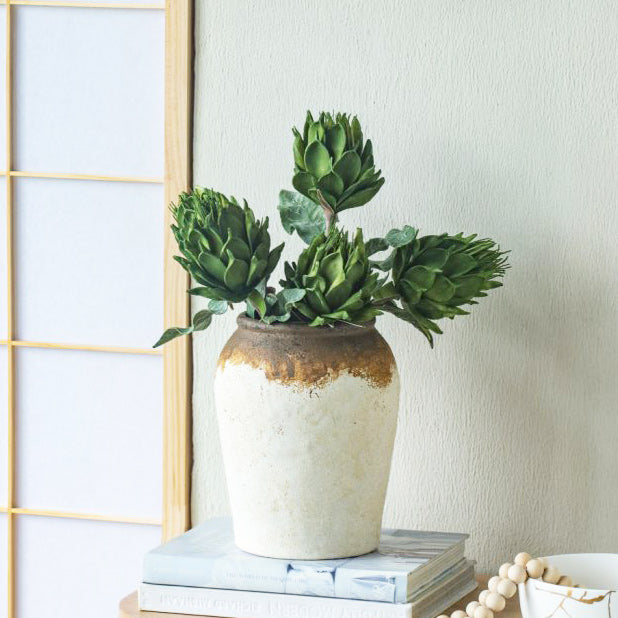 Artichoke Buds Faux Stem - Forest Green