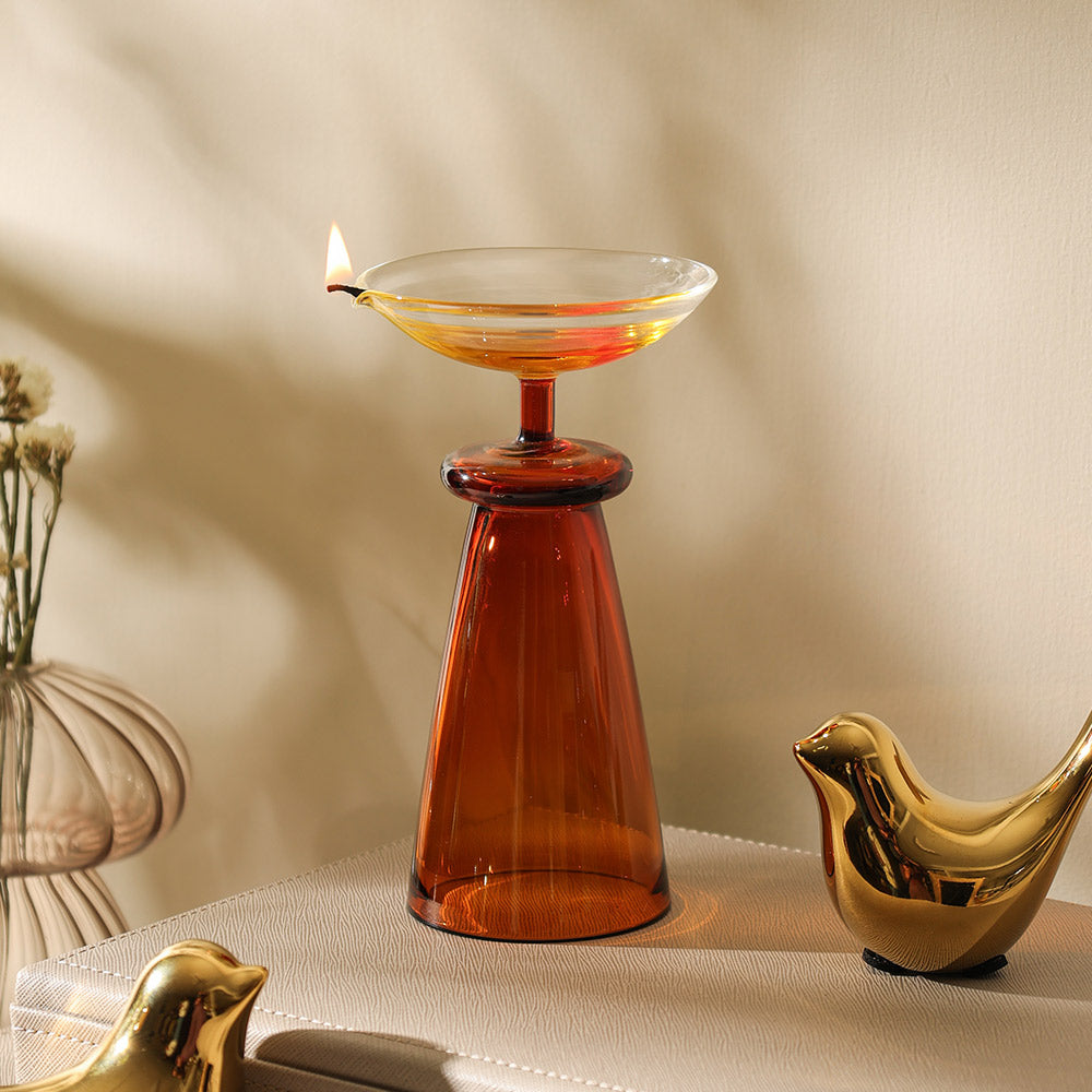 Arza Glass Diya - Dark Amber