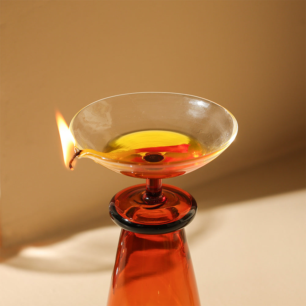 Arza Glass Diya - Dark Amber