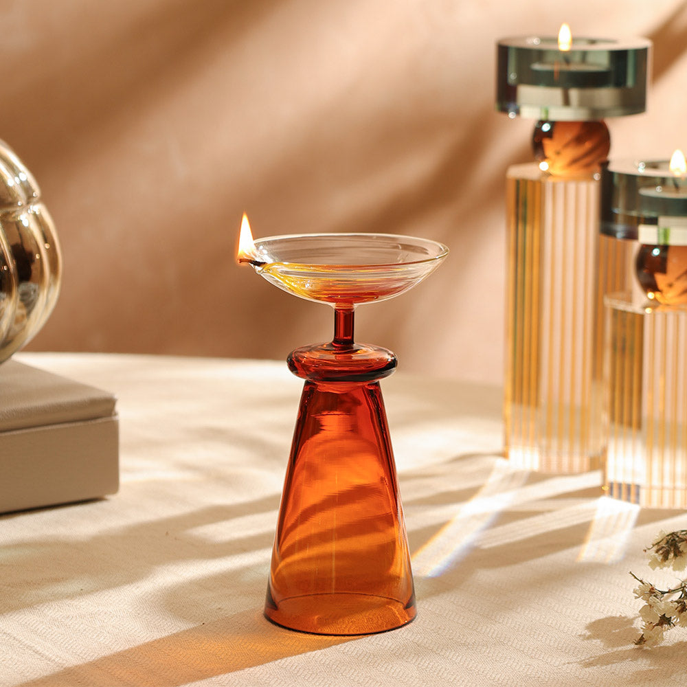 Arza Glass Diya - Dark Amber