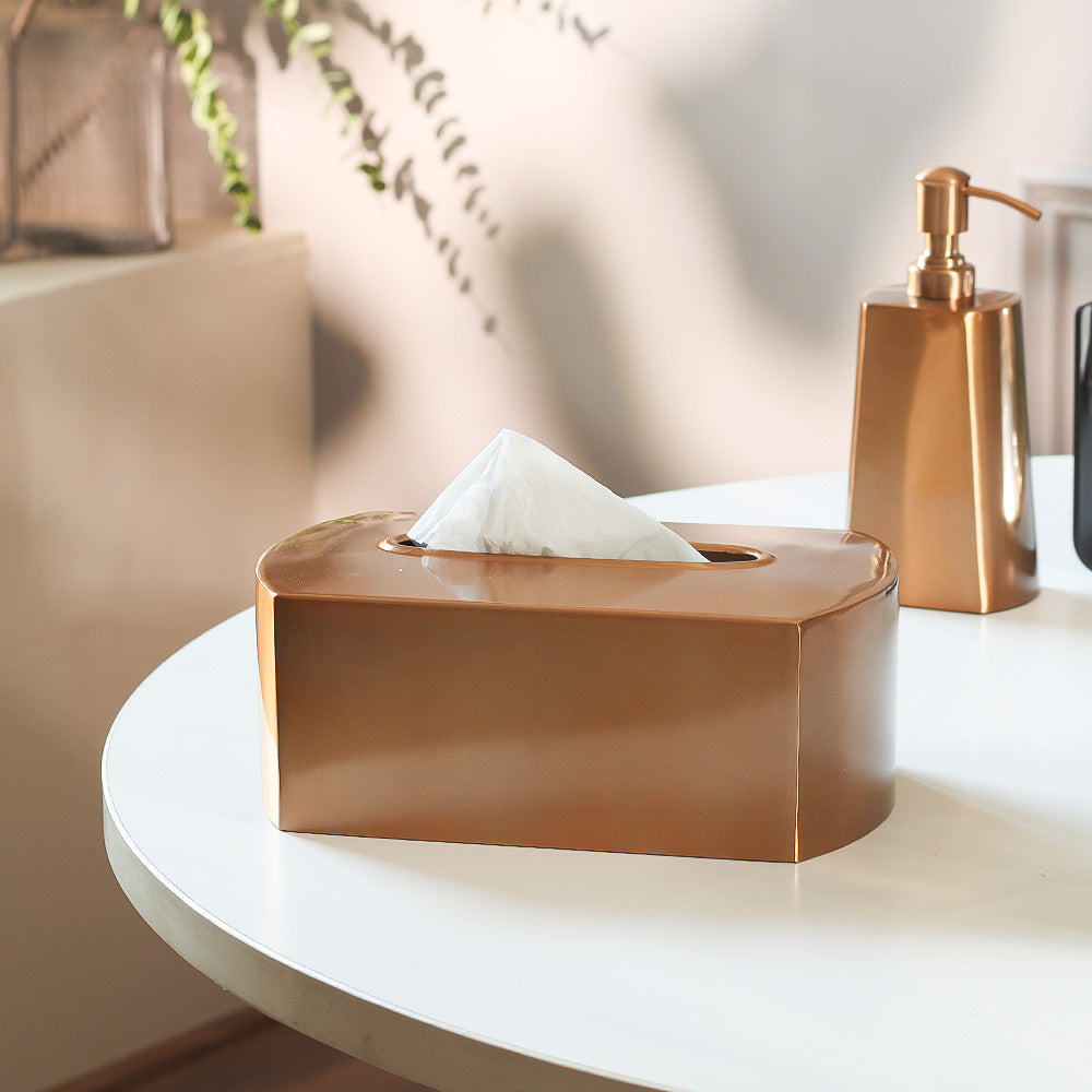 Arza Tissue Box Cover - Champagne Gold