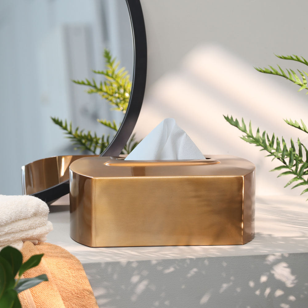 Arza Tissue Box Cover - Champagne Gold