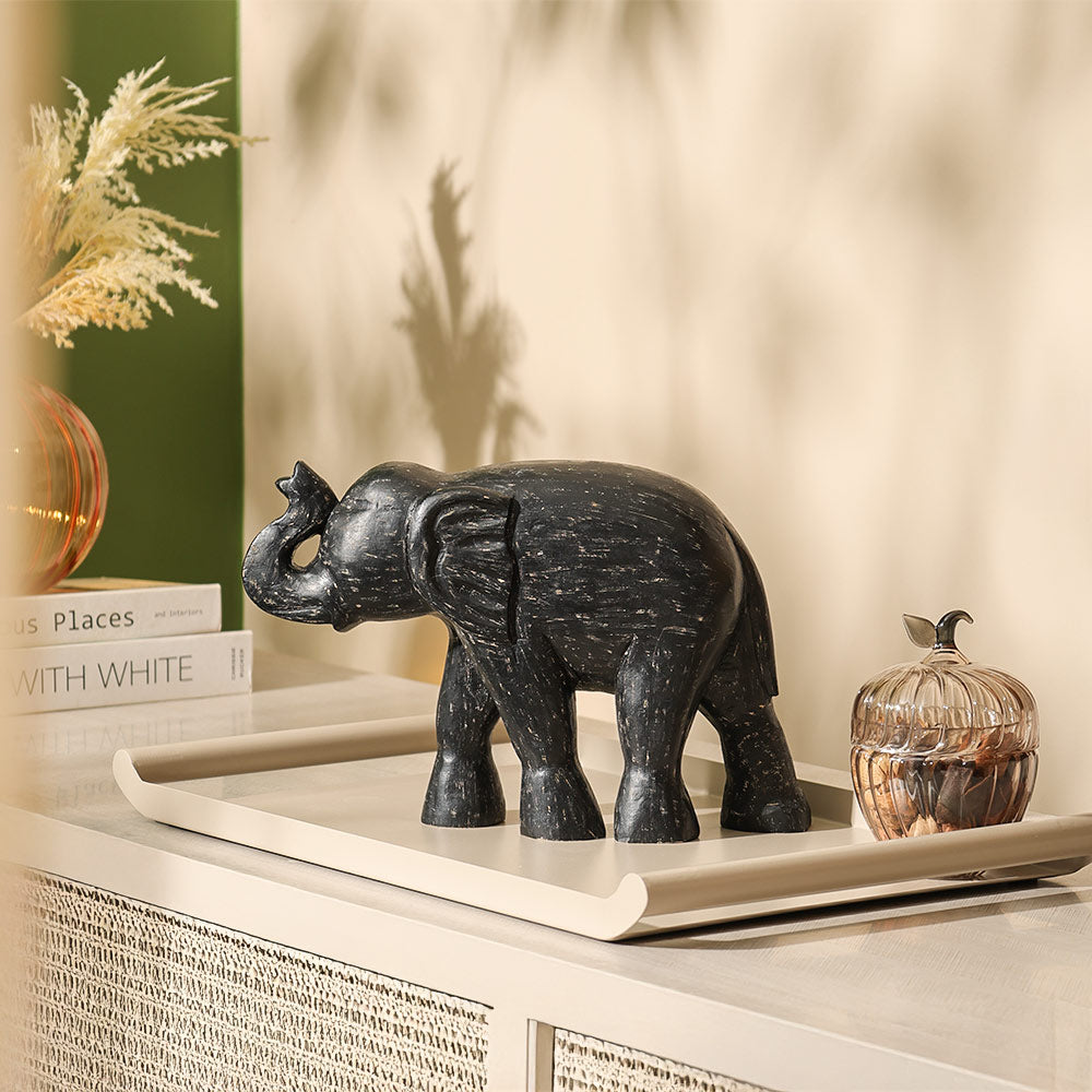 Asiatic Elephant Wooden Sculpture - Charcoal