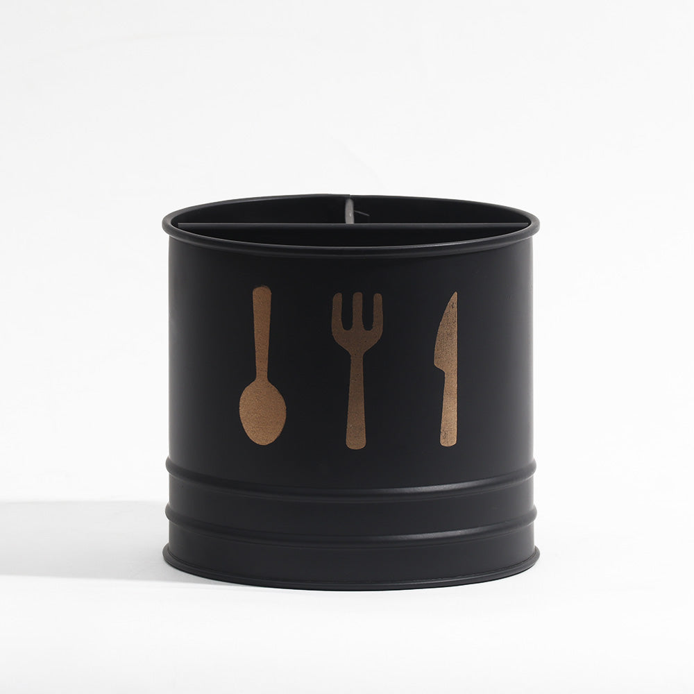 Asilo Metal Sectioned Cutlery Holder - Black