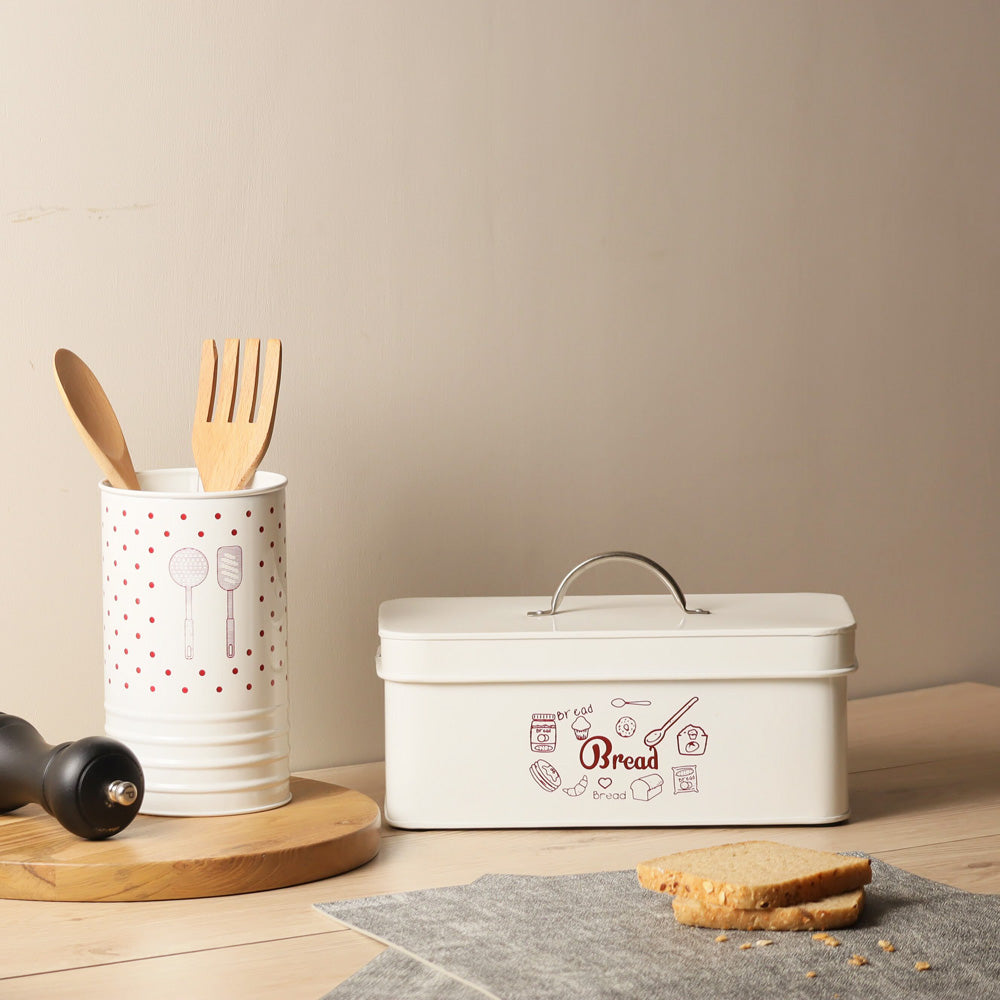 Asilo Metal Utensil Holder - White Red