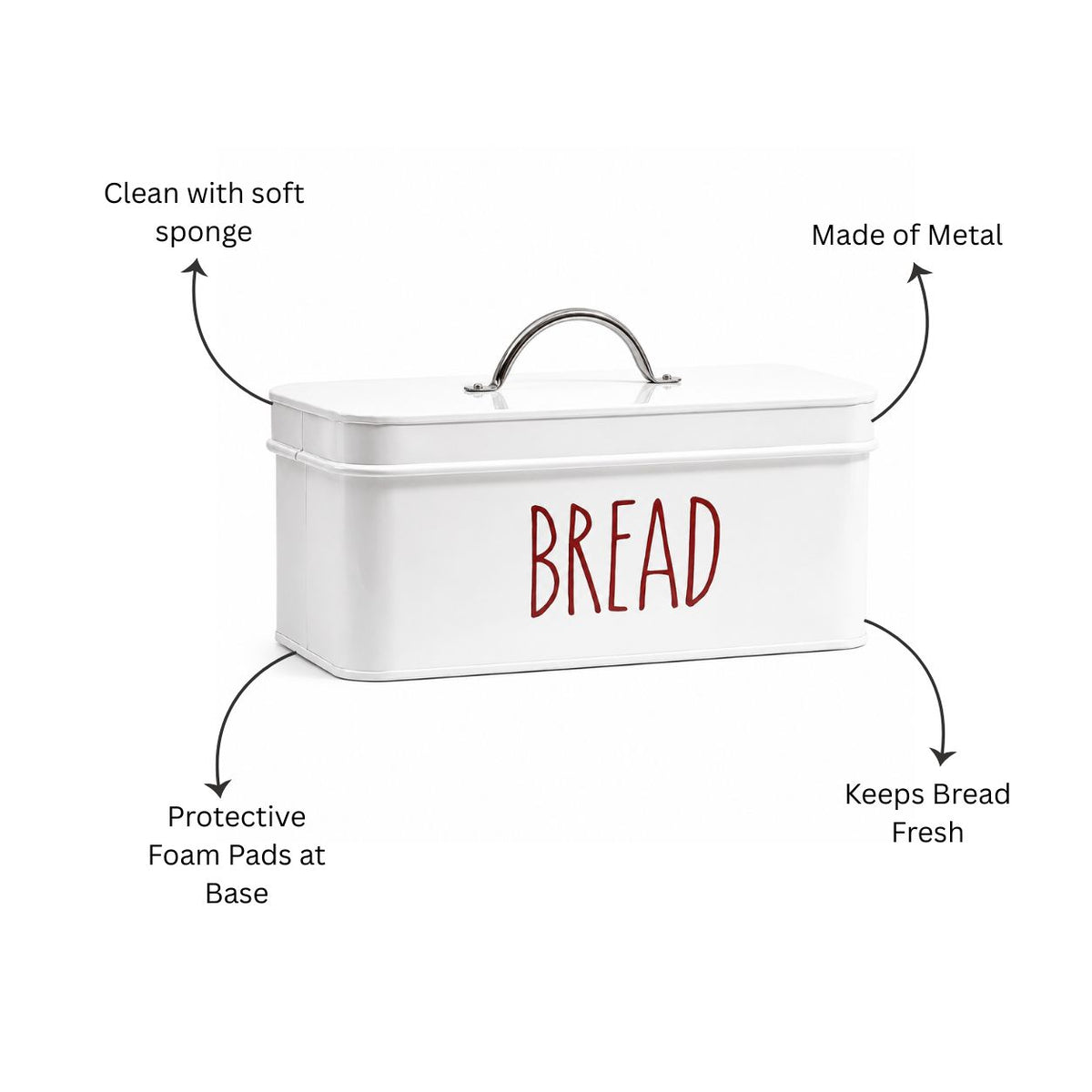 Asilo Metal Bread Box - White