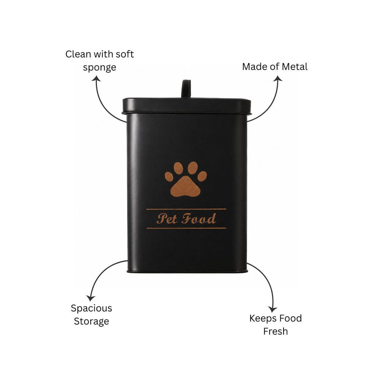 Asilo Metal Pet Food Storage Box - Black Gold